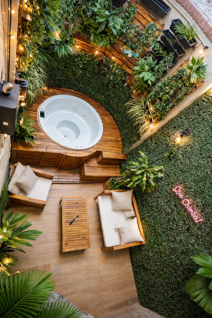 Casa Murciélago courtyard prepared as the setting for a special celebration