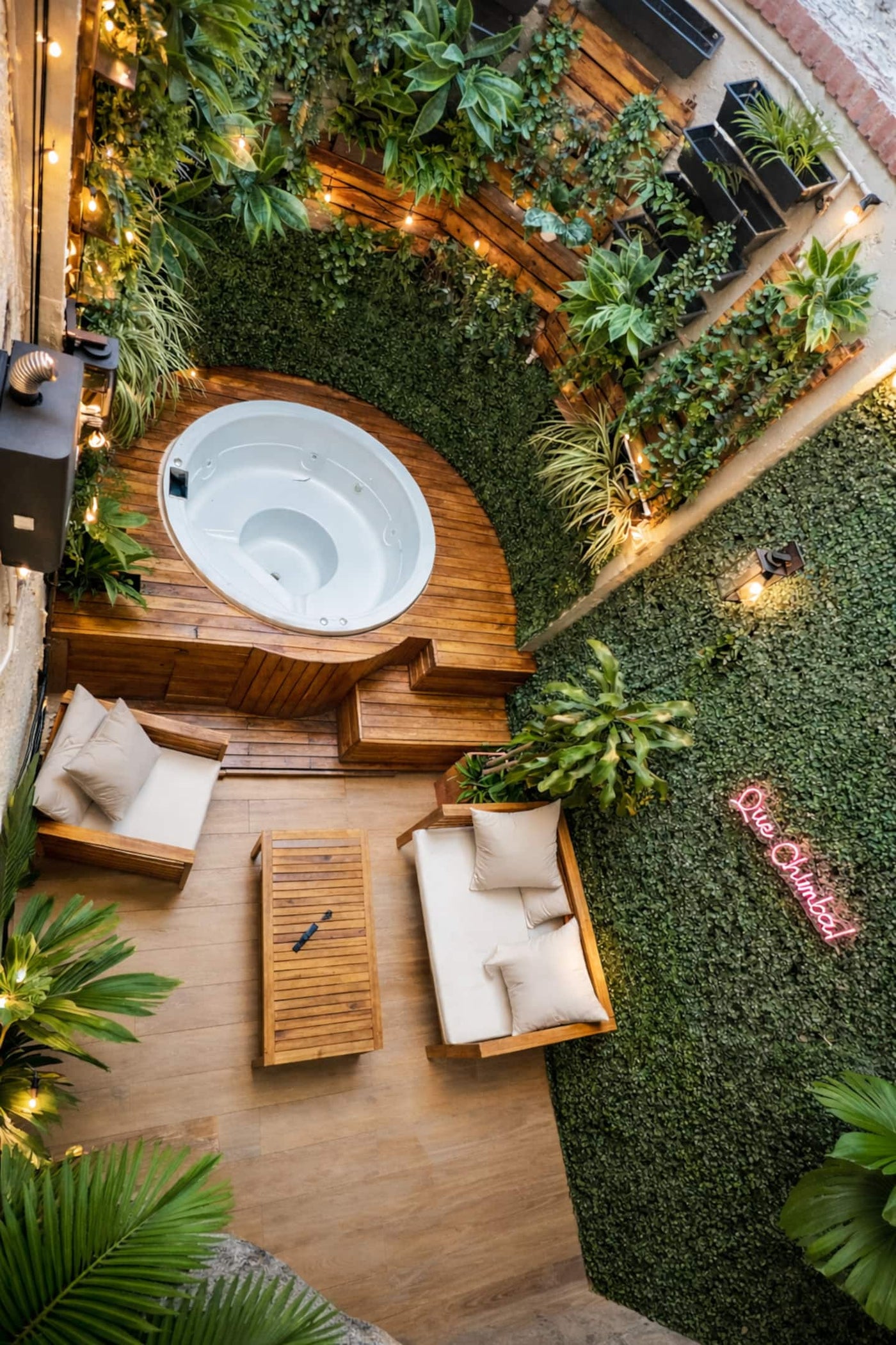 Casa Murciélago courtyard prepared as the setting for a special celebration